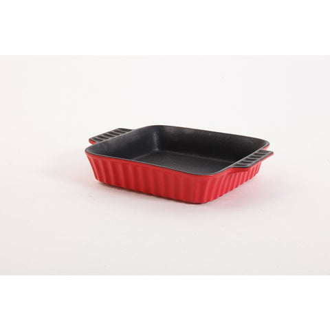 CROCKPOT 8” SQUARE RIBBED CASSEROLE (red)