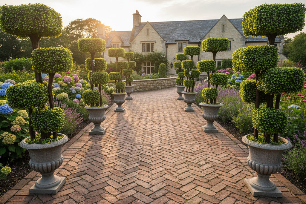 Skygarden 35” Square Artificial Boxwood Topiary