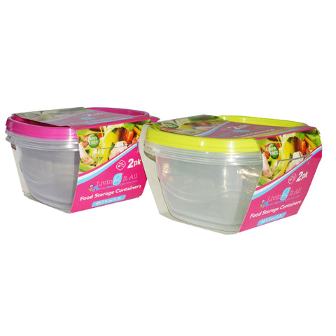2PK PLASTIC STORAGE CONTAINERS