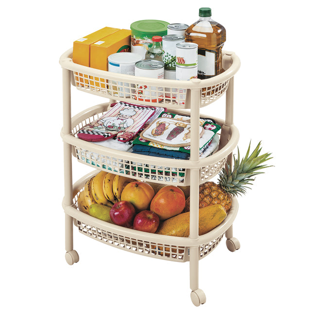 RIMAX 3-TIER OVAL BEIGE TROLLEY