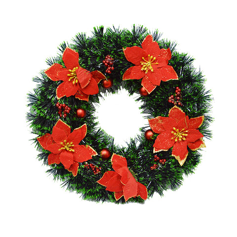 XMAS WREATH W/POINTSETTIA 40cm