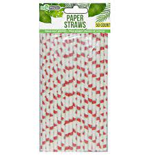 BIOPACK PAPER STRAWS PINK SWIRL 50PCS