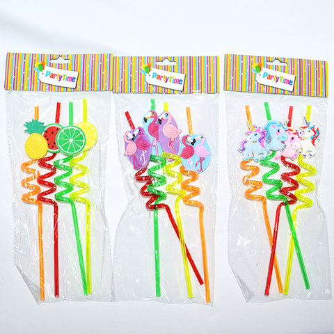 FUNTIME 4PK PLASTIC REUSABLE SWIRL STRAWS