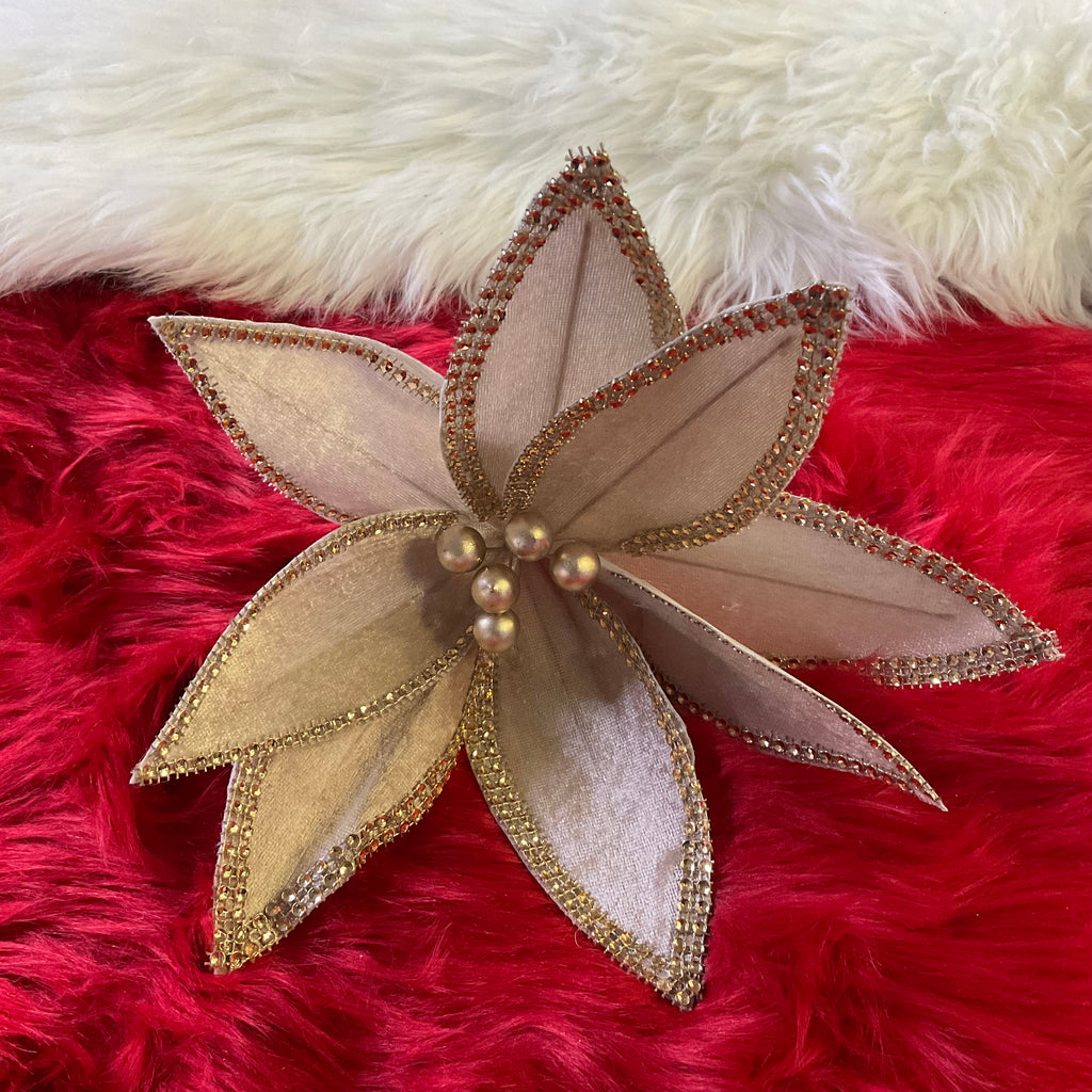 ARTIFICIAL POINSETTIA CREAM WITH GOLD