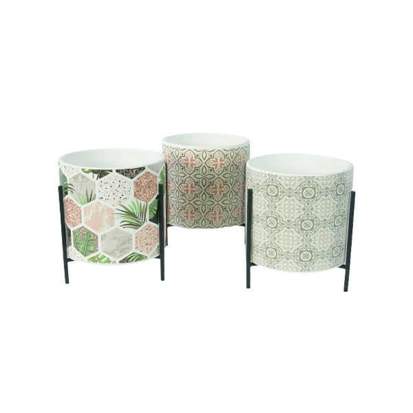 SKYGARDEN CERAMIC FLOWER POT W/STAND J231H