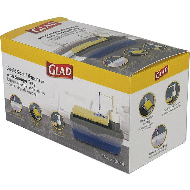 Glad Soap Dispenser w/tray clear