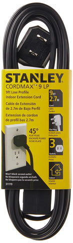 STANLEY CORDMAX INDOOR 9FT BLACK EXTENSION CORD