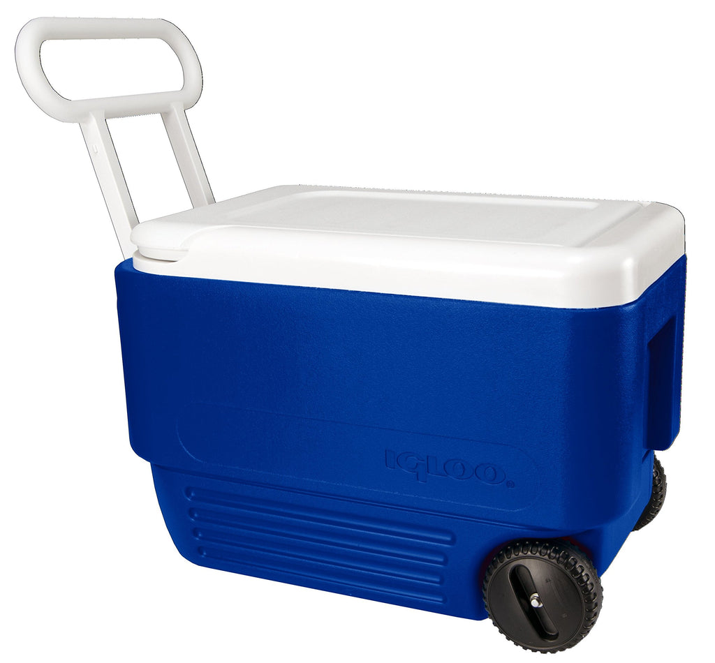 BLUE 38QRT COOLER WITH WHEELS