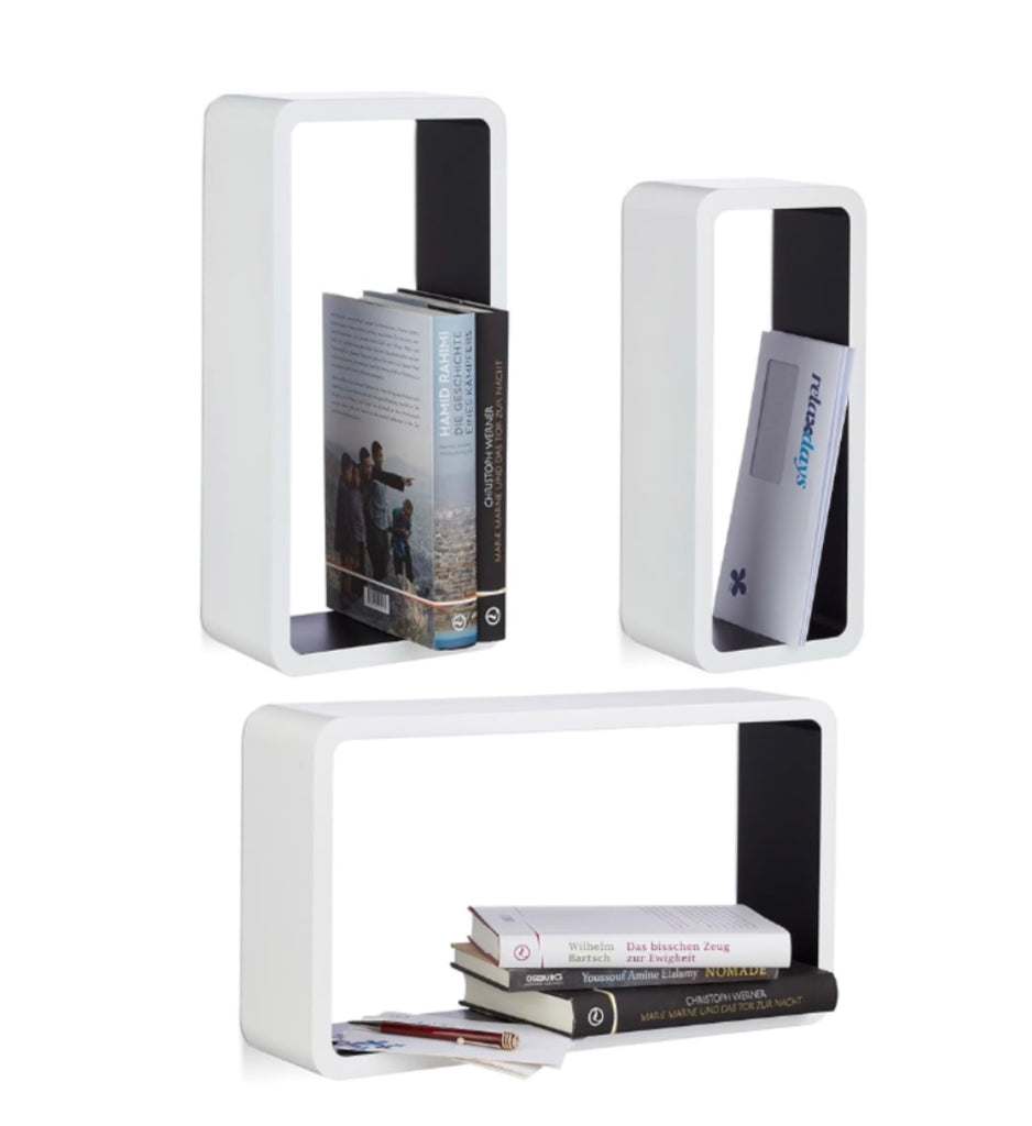 WS 3PC WOODEN WALL STORAGE BOX SET WHITE