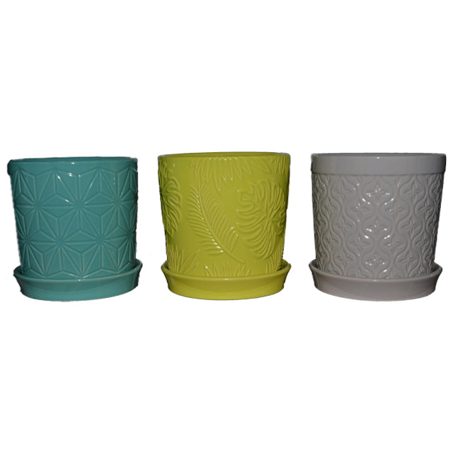 HOME ACCENTS CERAMIC PLANTER WITH SAUCER