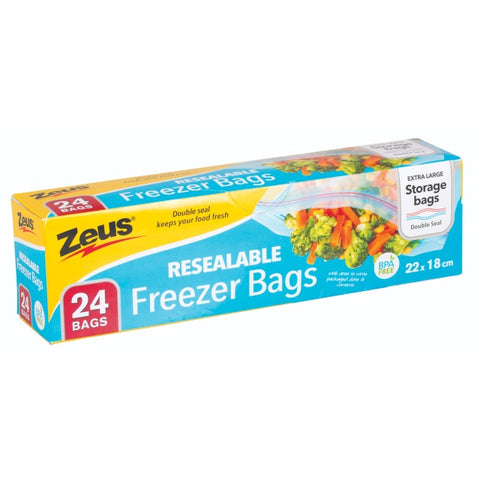 FREEZER DOUBLE ZIP BAGS 24PK