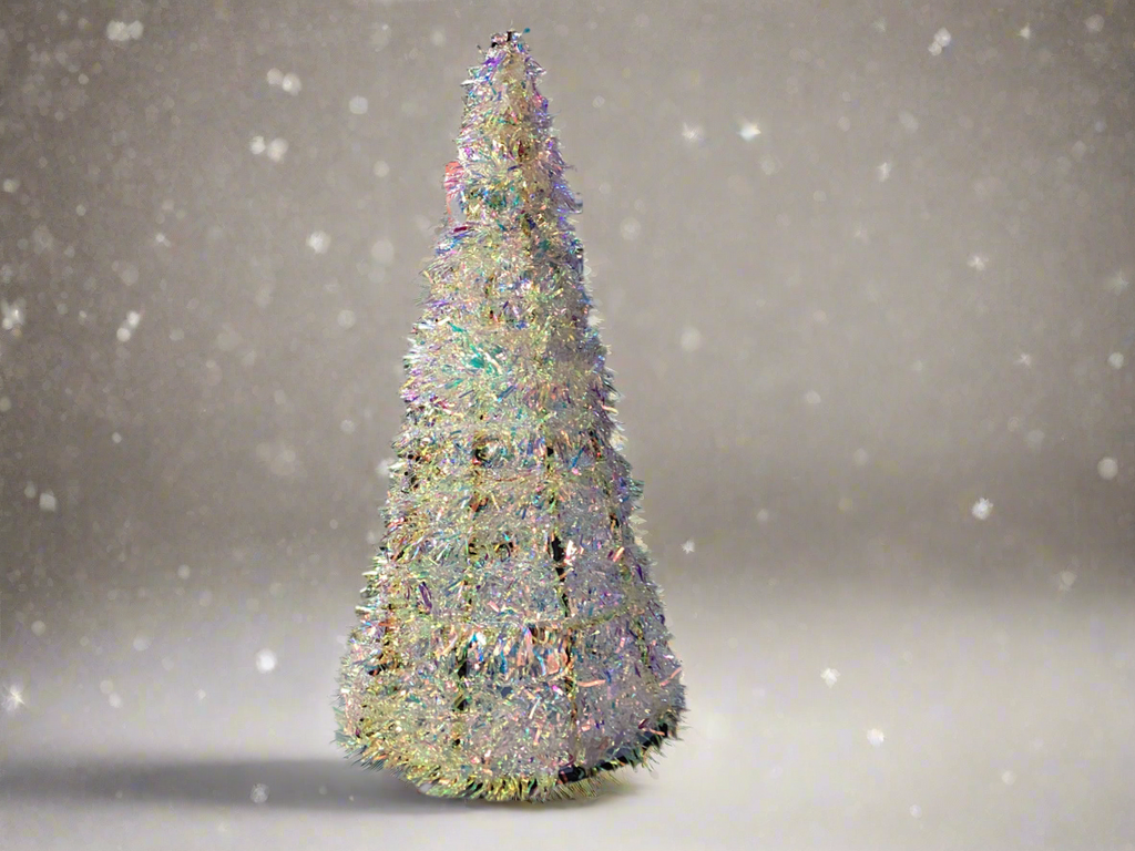 IRIDESCENT TINSEL DESKTOP GOLD CHRISTMAS TREE