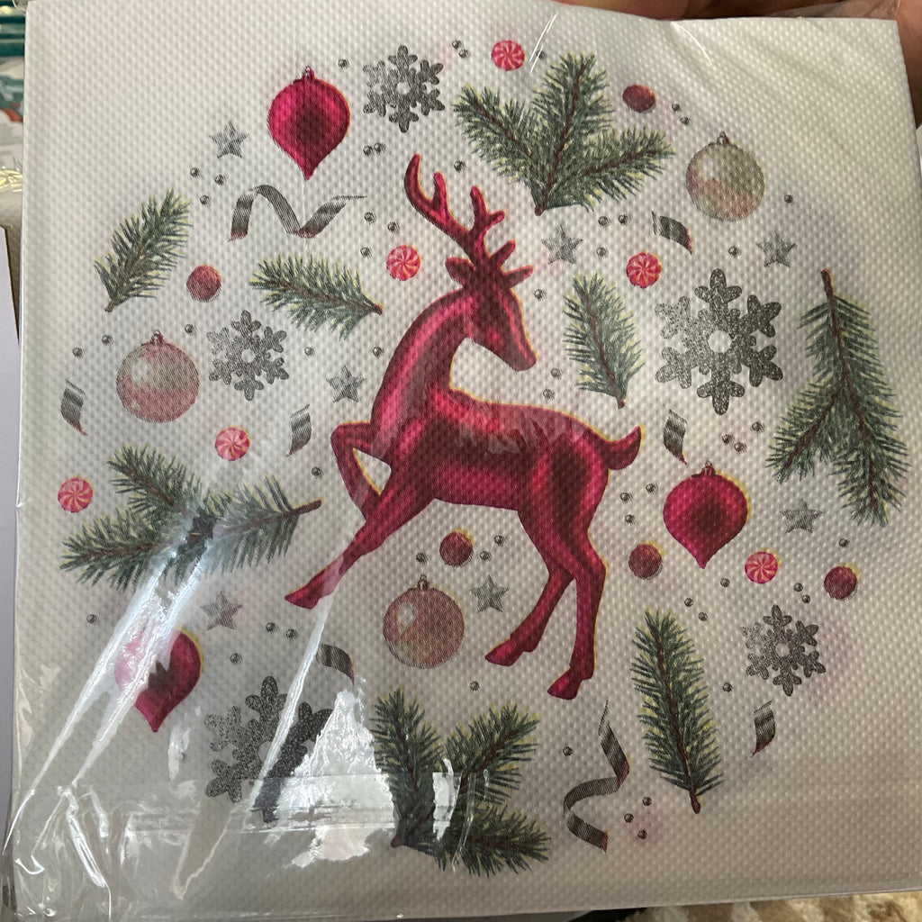 CHRISTMAS PATTERNED NAPKINS REINDEER