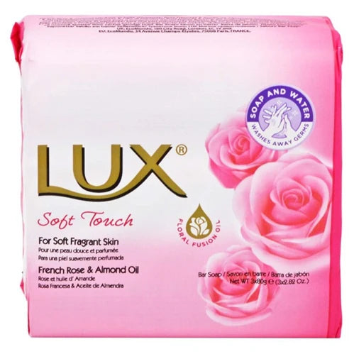 LUX SOFT TOUCH FRENCH ROSE & ALMOND OIL BAR SOAP (3x80G)