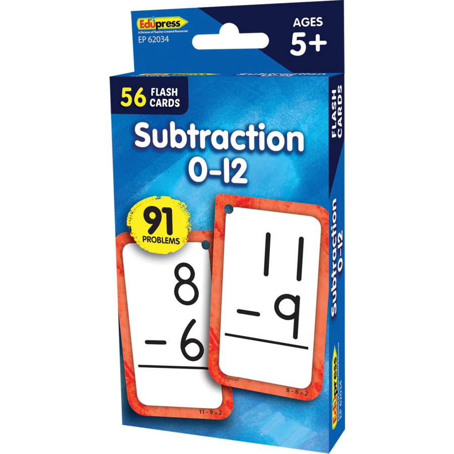 56 FLASH CARDS SUBTRACTION 0-12 CARDS