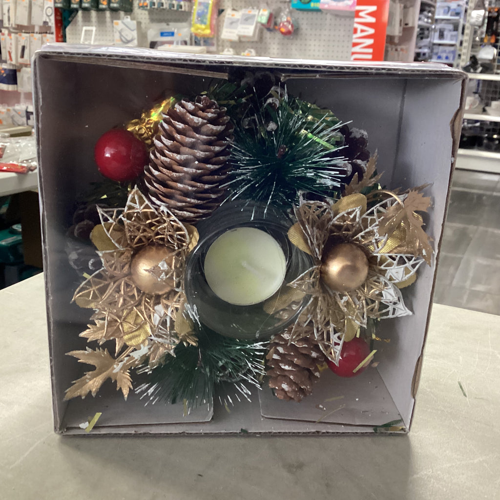 CHRISTMAS CENTERPIECE W/CANDLE