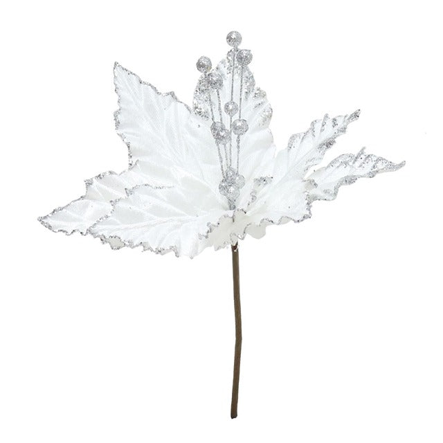 WHITE WITH GLITTER POINTSETTIA