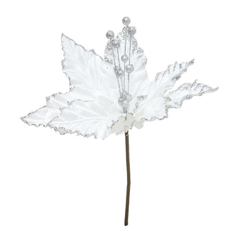 WHITE WITH GLITTER POINTSETTIA