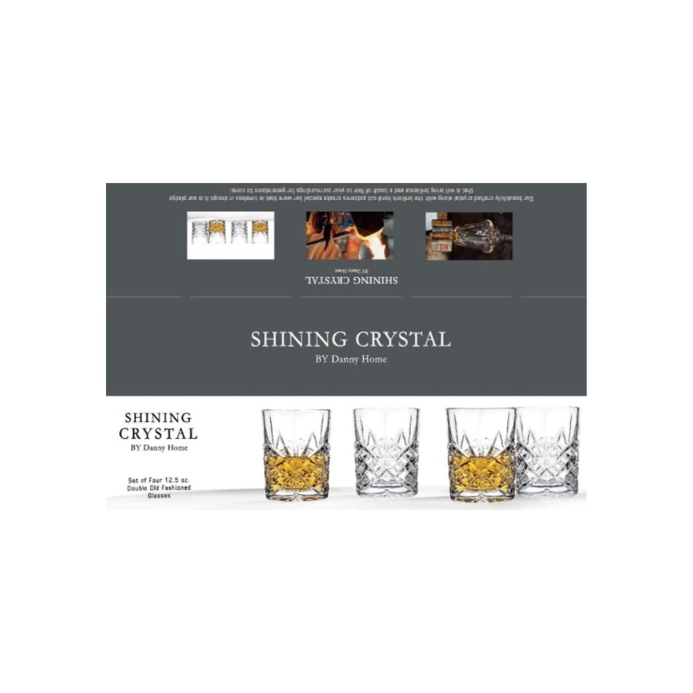 DANNY HOME 12.5oz SHINING CRYSTAL GLASS CUP SET 4PC