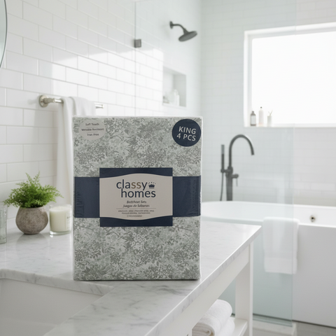 CLASSY HOMES KING SIZE 4 PC Bedsheet set
