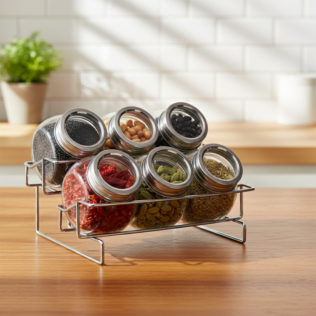 6PCS GLASS SPICE JAR SET