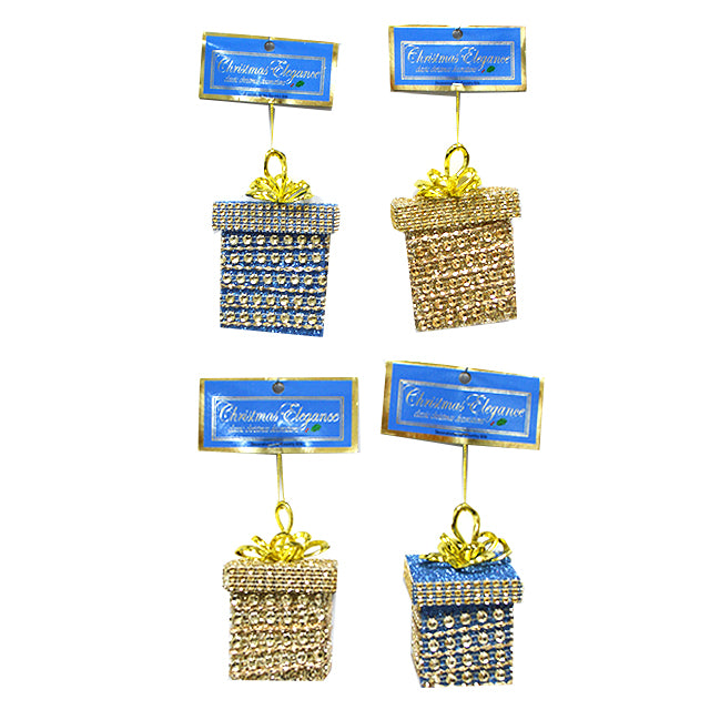 CHRISTMAS GIFT BOX ROSE GOLD/BLUE ASST