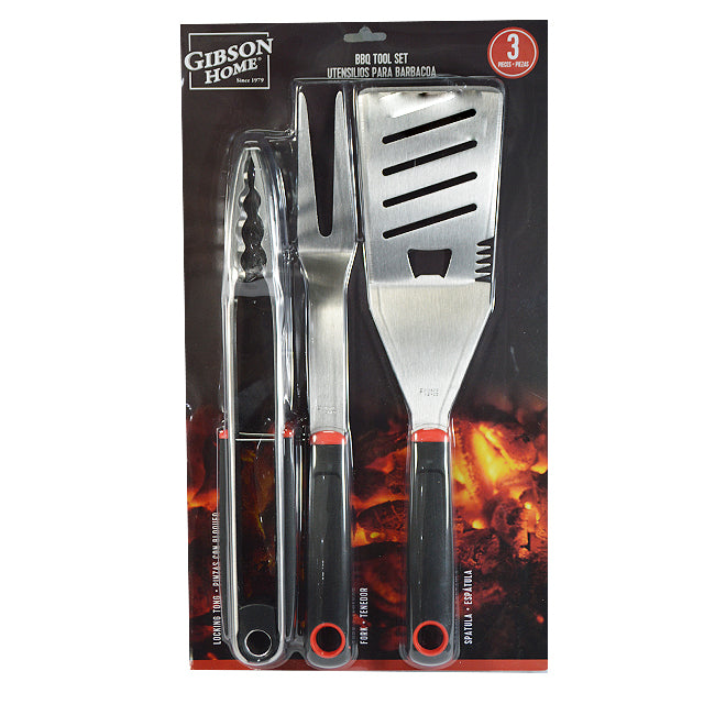 12634203 GIBSON HUCKLEBERRY 3PC SS BBQ TOOL SET