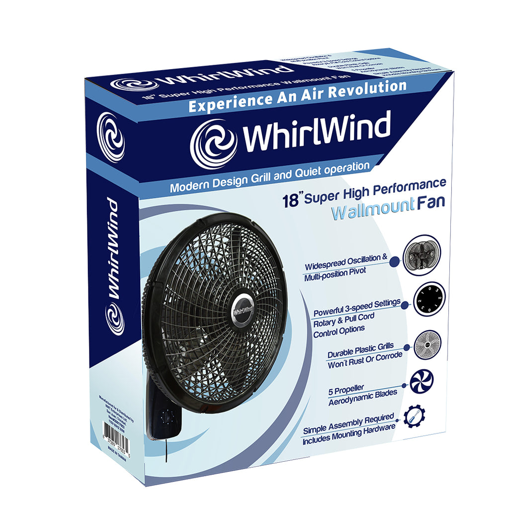 WHIRLWIND 18" WALL MOUNTED FAN W/CORD