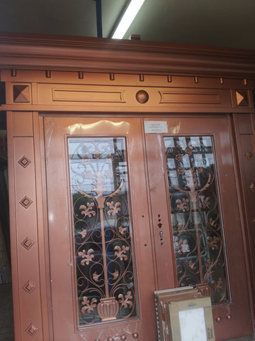 CLEARANCE Double Wrought Iron Security Door with Decorative Mouldings, Color C 6 smooth