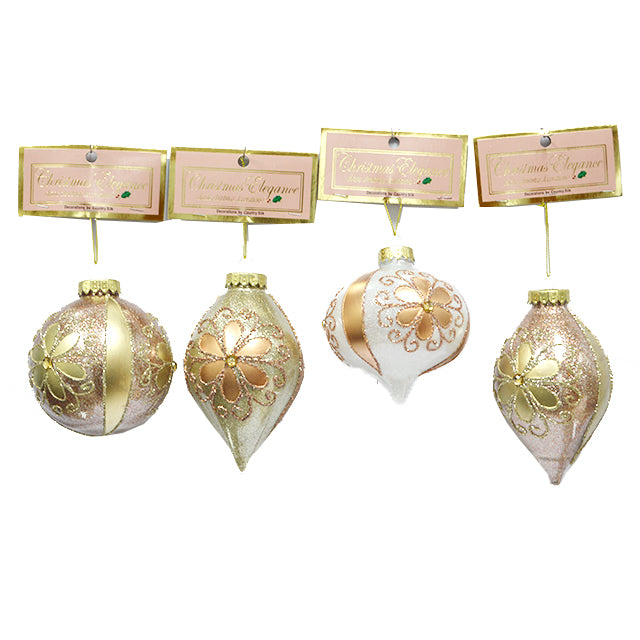 BALL ORNAMENT ROSE GOLD 100MM ASST