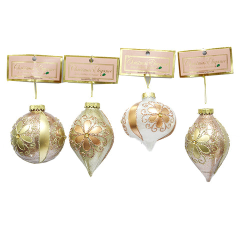 BALL ORNAMENT ROSE GOLD 100MM ASST