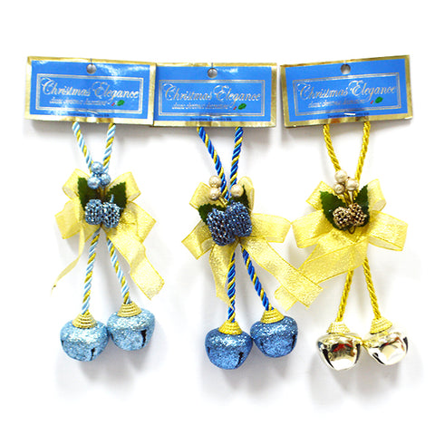 CHRISTMAS BELL DOOR HANGER BLUE/GOLD ASST