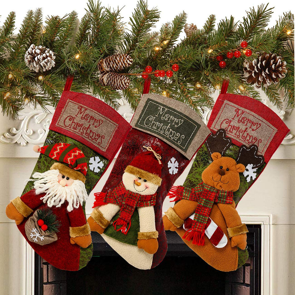 3PCS 18" CHRISTMAS STOCKINGS