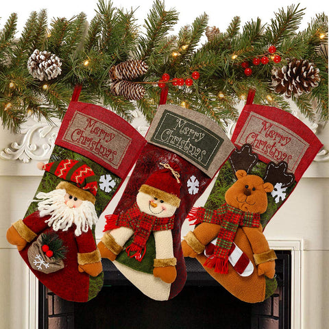 3PCS 18" CHRISTMAS STOCKINGS