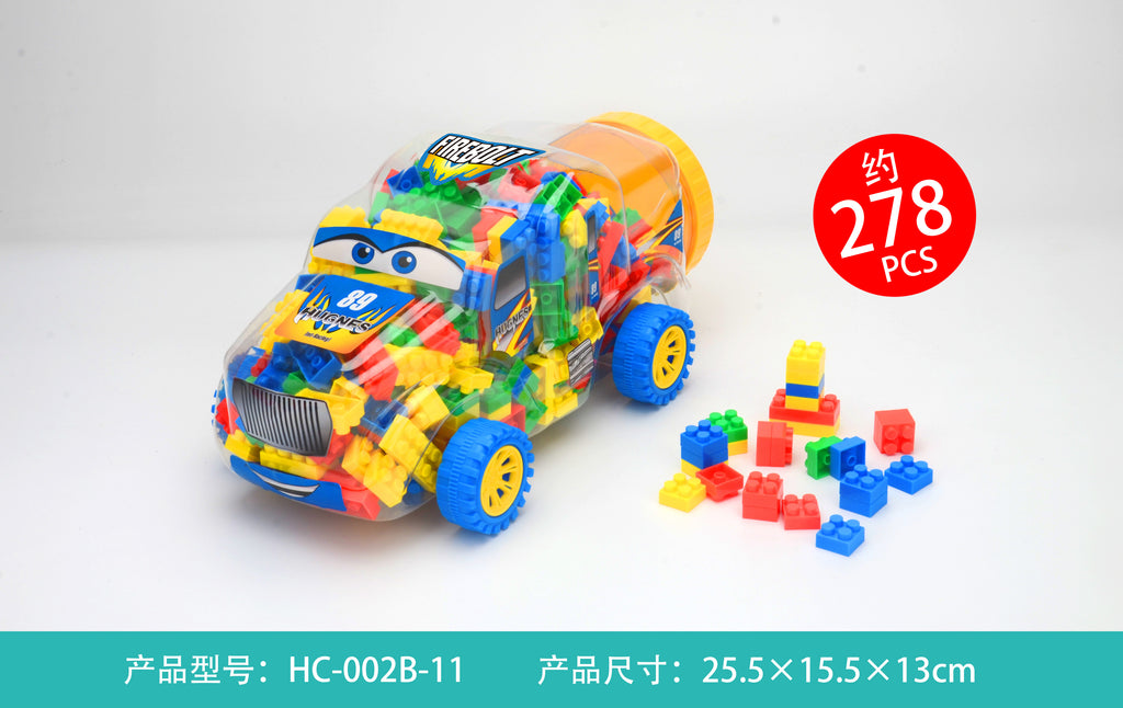BUILDING BLOCKS IN TRUCK SHAPE JAR