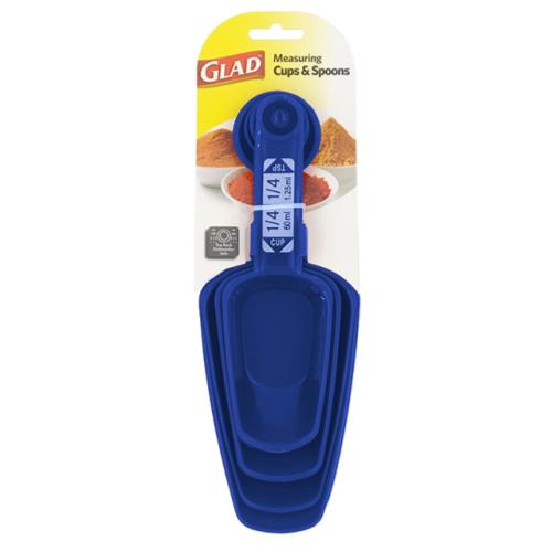 GLD-71474 GLAD MEASURING CUPS & SPOONS SET OF 4 BLUE
