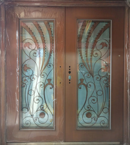 CLEARANCE Double Wrought Iron Security Door A-11, Color C 6 smooth