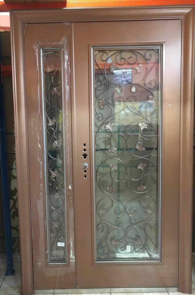 Door + Half Wrought Iron Security Door A-11, Color C 6 smooth