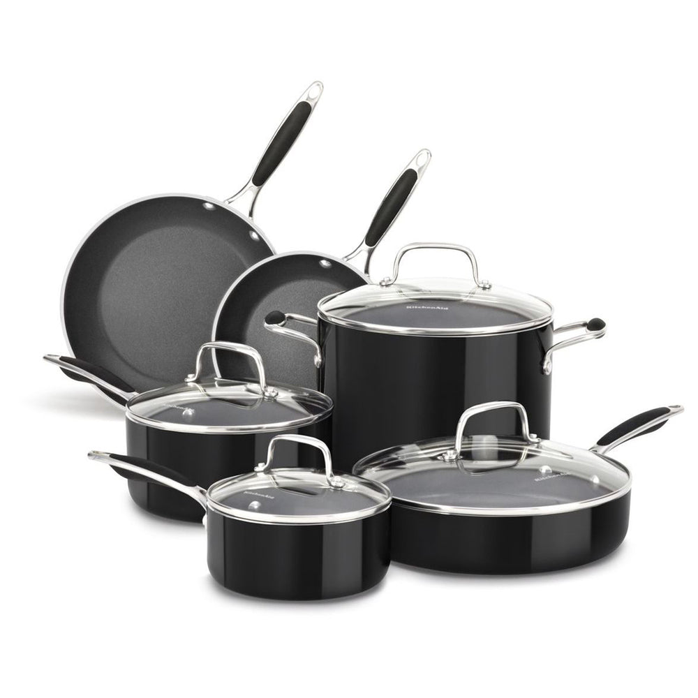 KitchenAid Midnight Black Hard Anodized Nonstick 10-Piece Cookware Set