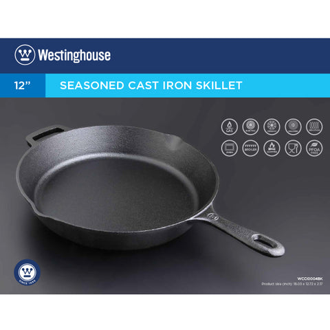 WESTINGHOUSE SEASONED CAST IRON SKILLET 12” WCCI0004BK