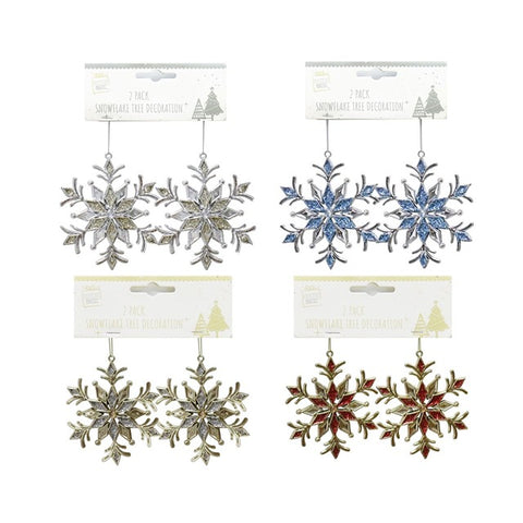 METALLIC DECO SNOWFLAKE 2PC GLITTER