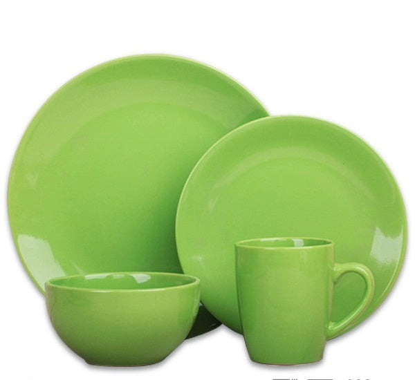 STONEWARE DINNER SET 16PC LIME GREEN