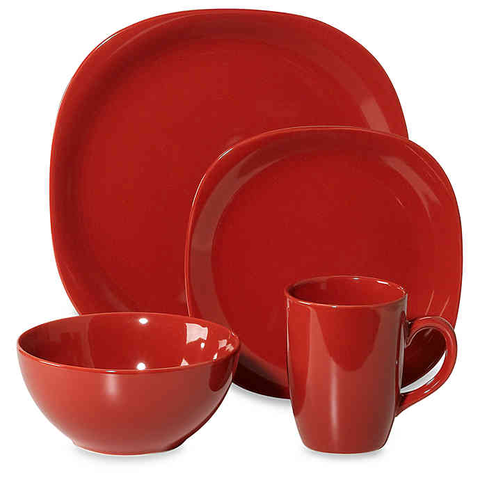 STONEWARE DINNER SET 16PC RED