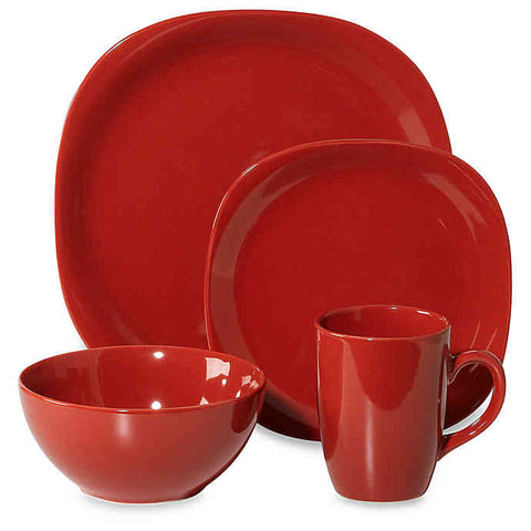 STONEWARE DINNER SET 16PC RED
