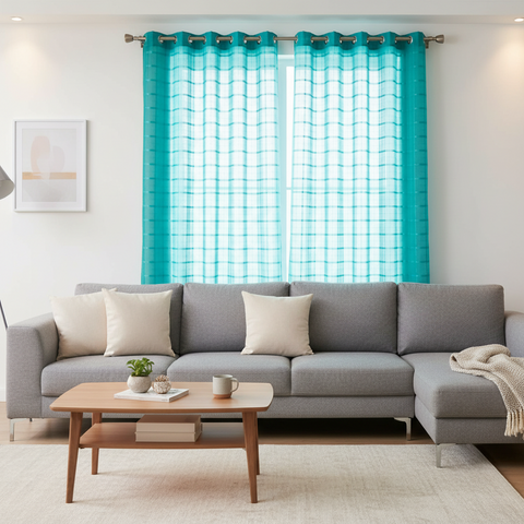 CLASSY HOMES WINDOW CURTAIN (TEAL)