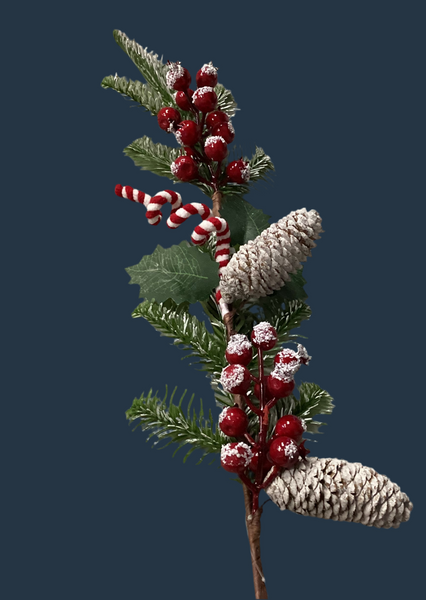FROSTED RED BERRY & PINE CHRISTMAS GREENERY