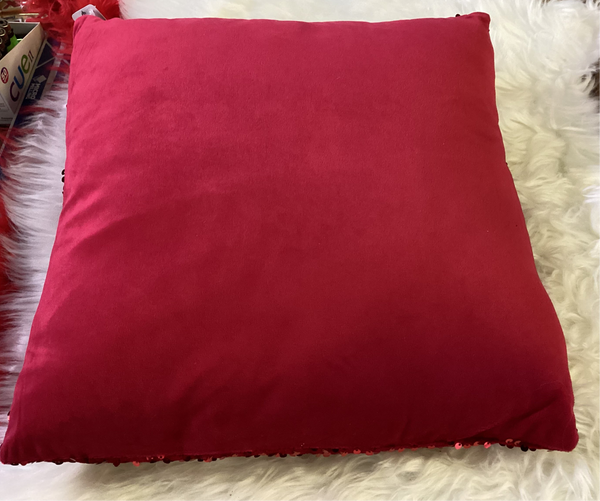CUSHION WITH RED SEQUINS