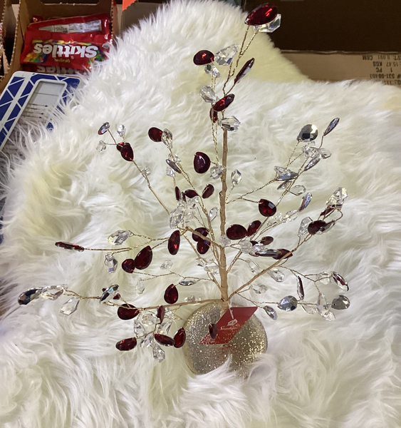 35CM  CLEAR STONE + RED DIAMOND ORNAMENT