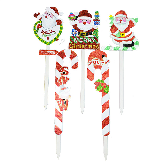 XMAS DECO WOODEN STAKES ASST