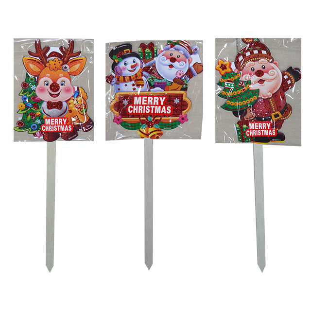 XMAS WOODEN STAKE ASST